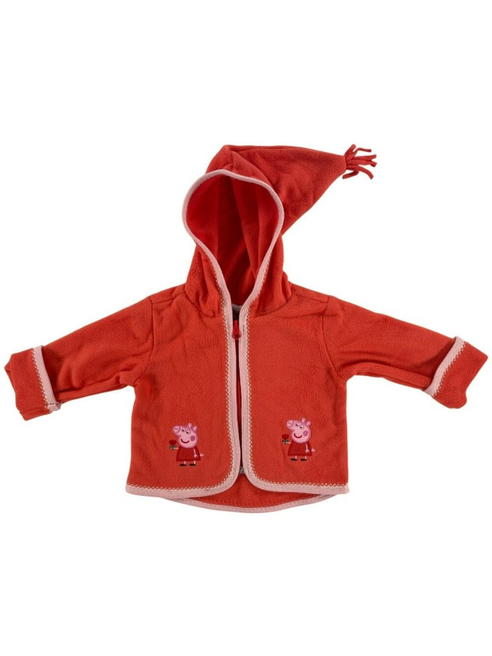 Hanna Andersson Jacket Peppa Pig Red Fleece Hoodie Tassel Hood Size 12-18M NEW